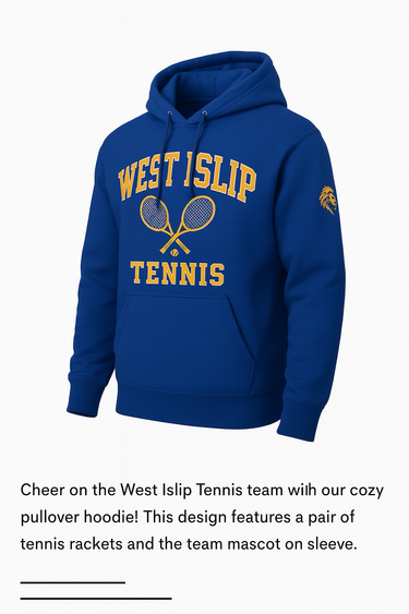 West Islip Tennis Royal Blue Hoodie